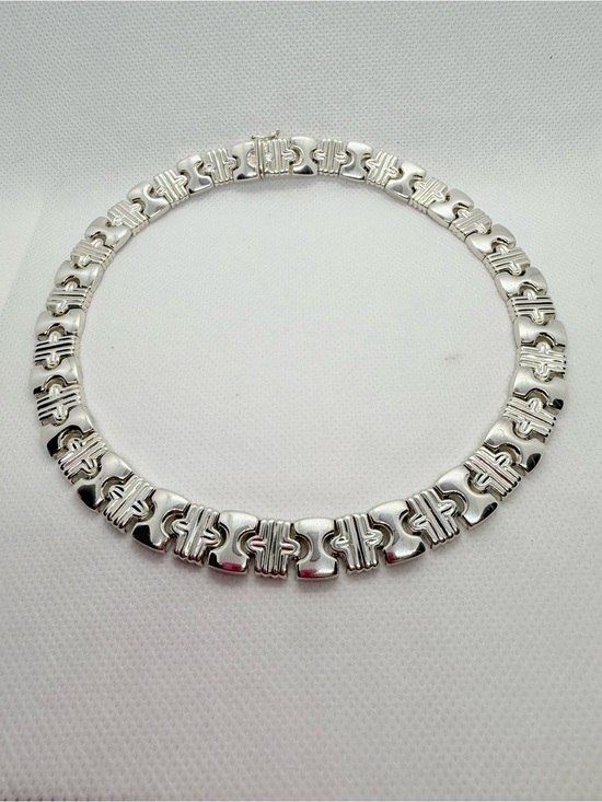 Jewelry - Sterling Silver Link Choker Necklace - Polished Silver